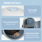 Cat Litter Box with Scoop and Deodorizer, Foldable Design with Handle, 52x41x38 cm - Borge' Group Limited