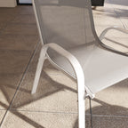 Outsunny Set of 4 Stackable Garden Chairs with Curved Armrests, Steel and Breathable Fabric, 54x71x93 cm, Grey and White