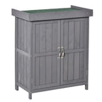Outsunny garden wardrobe with 2 fir wood shelves with opening roof, 74x43x88 cm, dark gray - Borgè