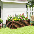 Outsunny Raised Vegetable Garden Bed with Open Bottom and Rounded Edges, 180x90x57.5 cm, Dark Brown
