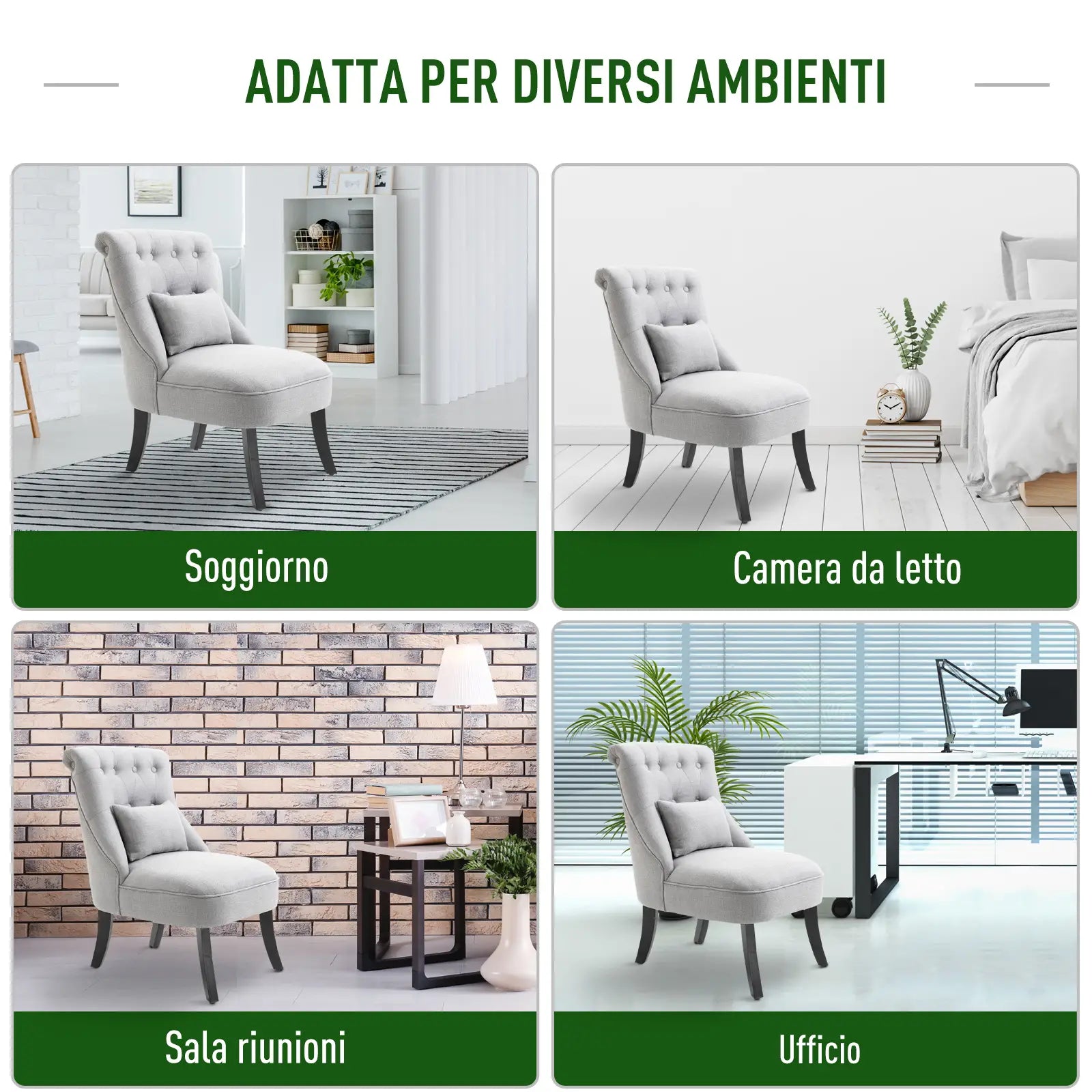 Upholstered Living Room Armchair with Cushion and Non-Slip Feet, Linen and Wood Effect Fabric Furniture Armchair, 52.5x69x77 cm, Grey