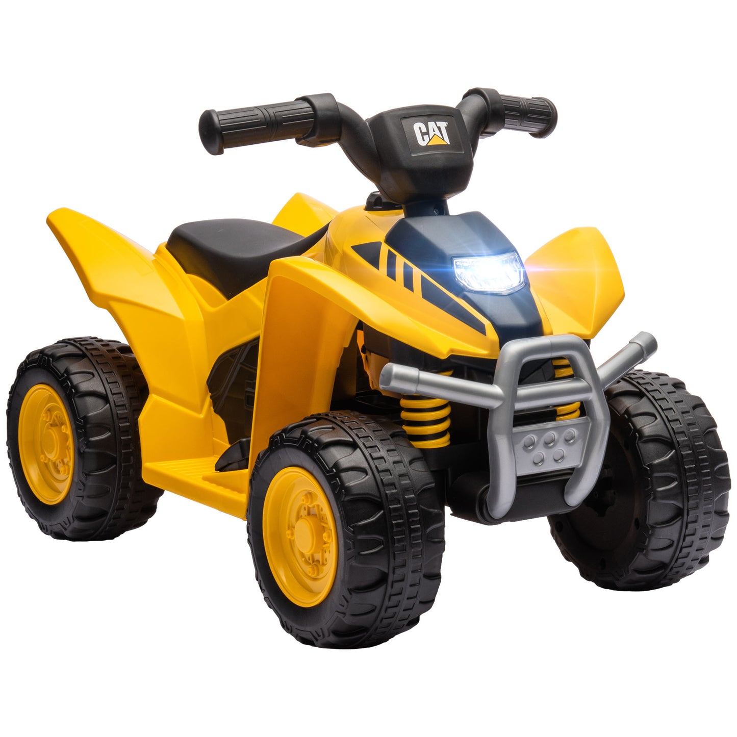 AIYAPLAY Electric Quad for Children 18-36 Months Caterpillar License with Horn and Headlights, 65.5x38.5x43.5 cm, Yellow