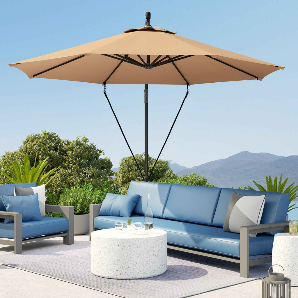 Outsunny 3m Off-Center Umbrella with Air Vents, Cross Base and Crank Handle, in Metal and Polyester, Khaki