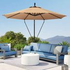 Outsunny 3m Off-Center Umbrella with Air Vents, Cross Base and Crank Handle, in Metal and Polyester, Khaki