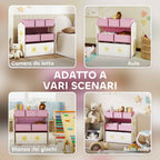3-Tier Mobile Toy Storage Shelf with 6 Baskets, Pink