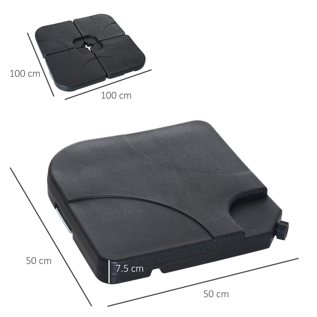 4-Piece Plastic Garden Umbrella Base Set 50 x 50 x 7.5cm