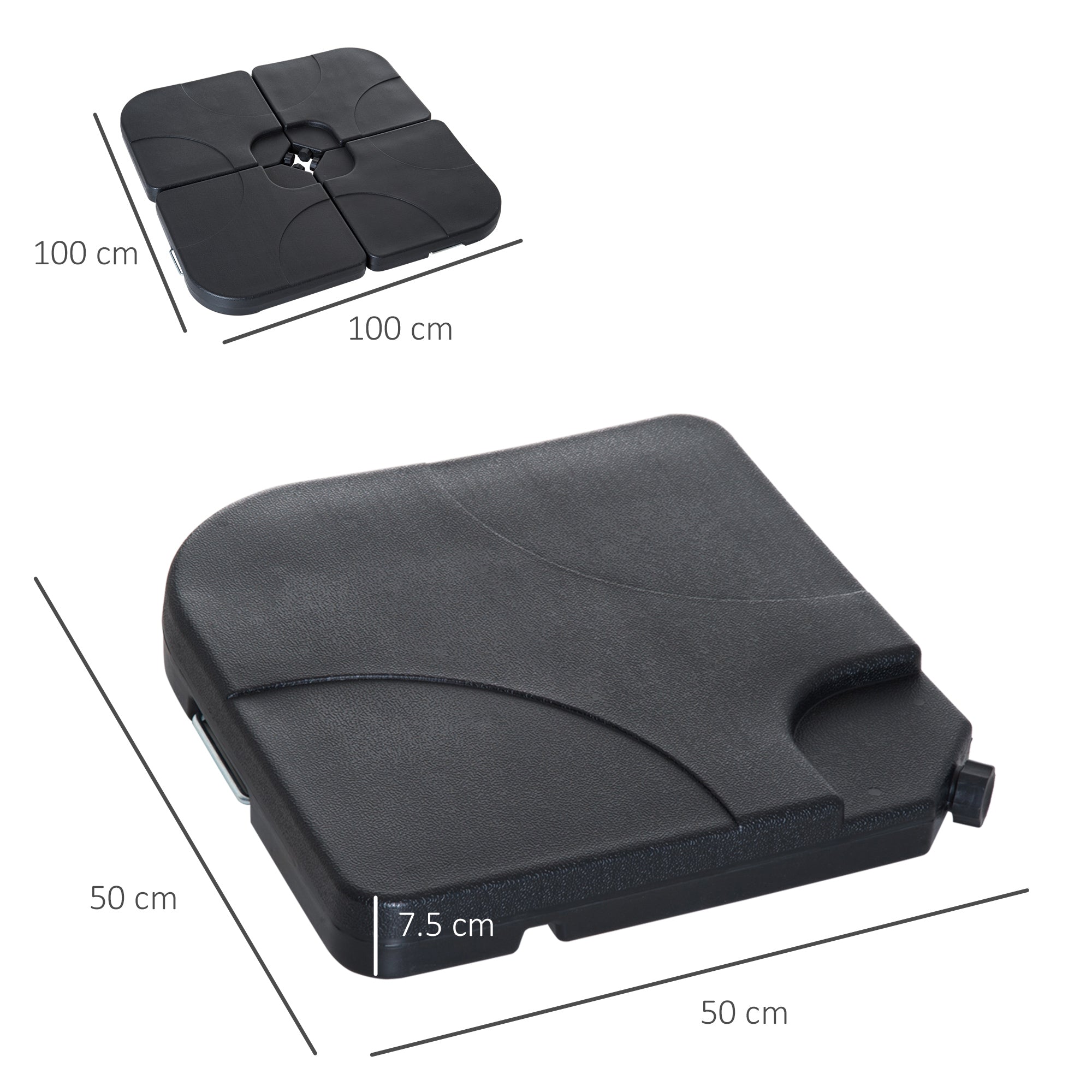 4-Piece Plastic Garden Umbrella Base Set 50 x 50 x 7.5cm