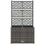 Outsunny Fioriera with grilled for climbing with 2 steel vessels and rattan pe, 57x30x107cm, gray - Borgè