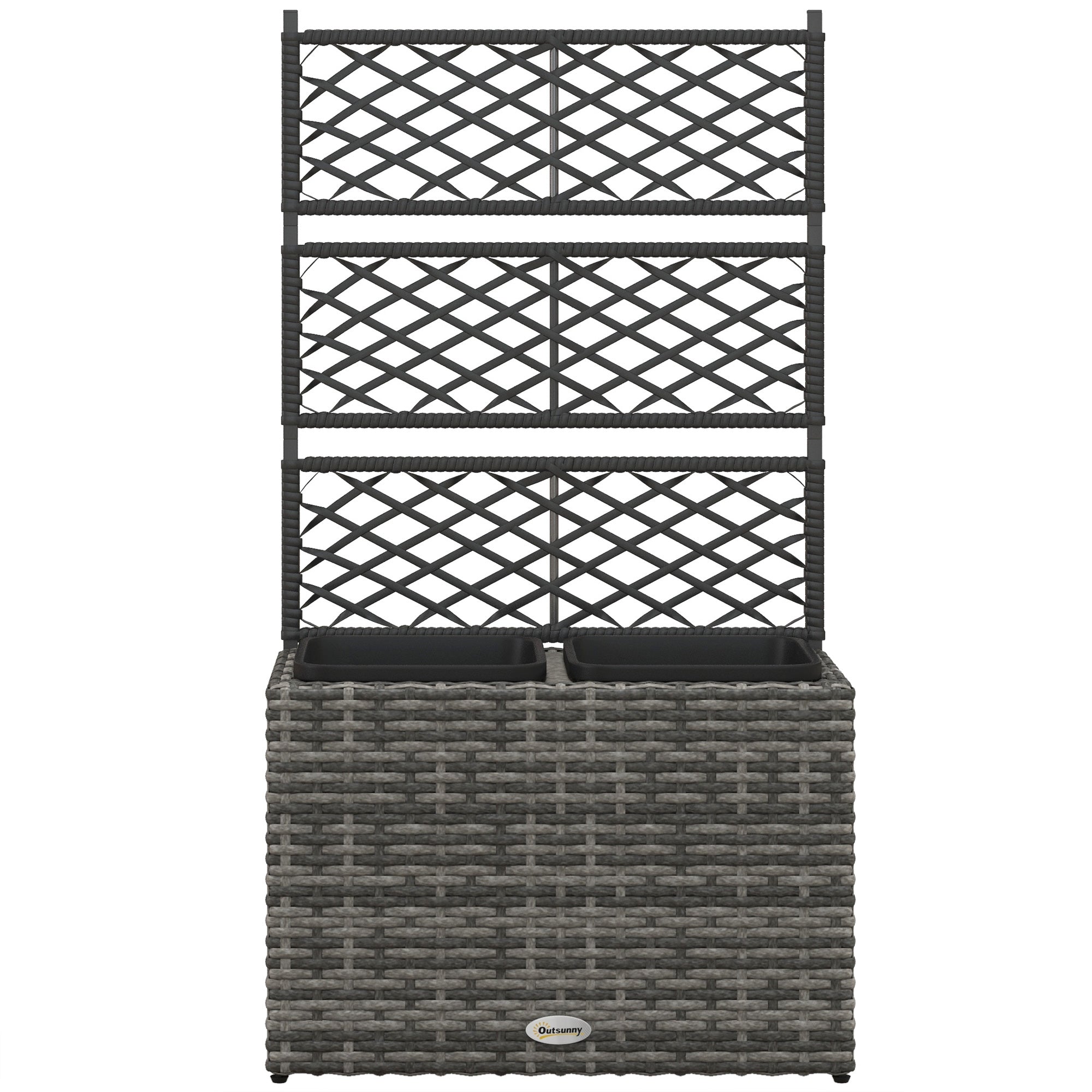 Outsunny Fioriera with grilled for climbing with 2 steel vessels and rattan pe, 57x30x107cm, gray - Borgè