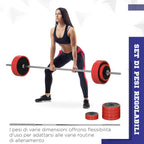 SPORTNOW Barbell and Disc Set 30 kg total with 6 Weights and 2 Nuts, in Metal, PU and Sand, 170x26x26 cm, Red