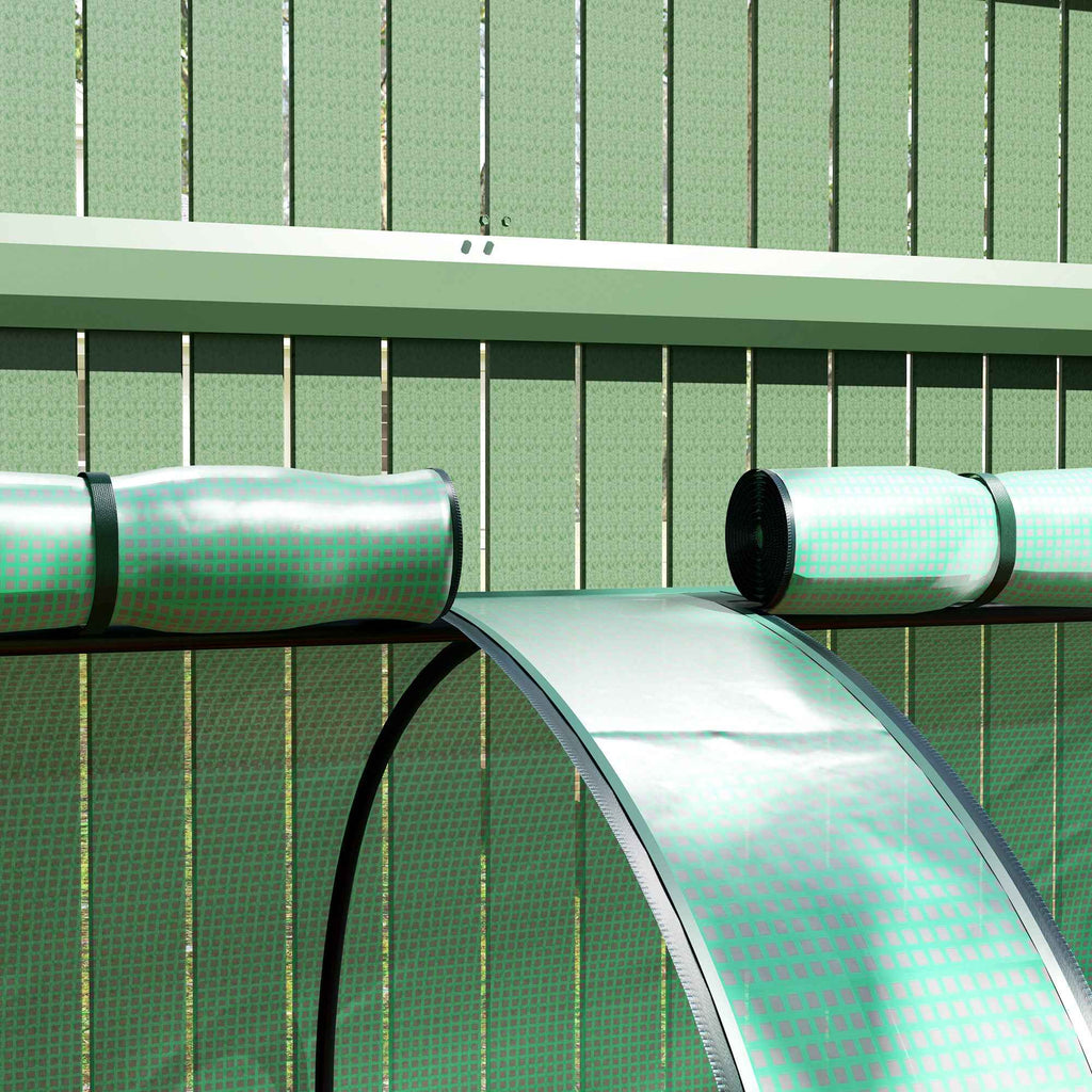 Outsunny Steel and PP Plastic Tunnel Greenhouse with Roll-Up Doors, 3x1x0.8 m, Green