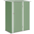 Outsunny Metal Tool Shed with Sloped Roof and Lockable Door, 142x86x189 cm, Light Green