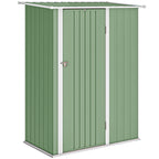 Outsunny Metal Tool Shed with Sloped Roof and Lockable Door, 142x86x189 cm, Light Green