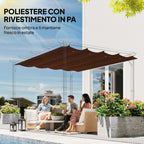 Outsunny Coffee White Polyester UV-Resistant Outdoor Pergola Cover with 8 Drainage Holes, 286x245 cm