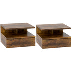 Set of 2 Floating Nightstands for Bedroom with Drawer and Wooden Shelf 35x32x22.5cm, Brown