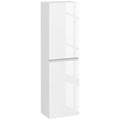 kleankin Tall Bathroom Cabinet with Doors, 2 Cabinets, Space-Saving Bathroom Cabinet with Adjustable Shelves for Dining Room, Living Room, 35 x 25 x 120 cm, High Gloss White