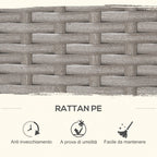 GEMINI | Outdoor Garden Furniture Set Table with 4 Chairs 4 Footrests 9pcs Rattan Grey