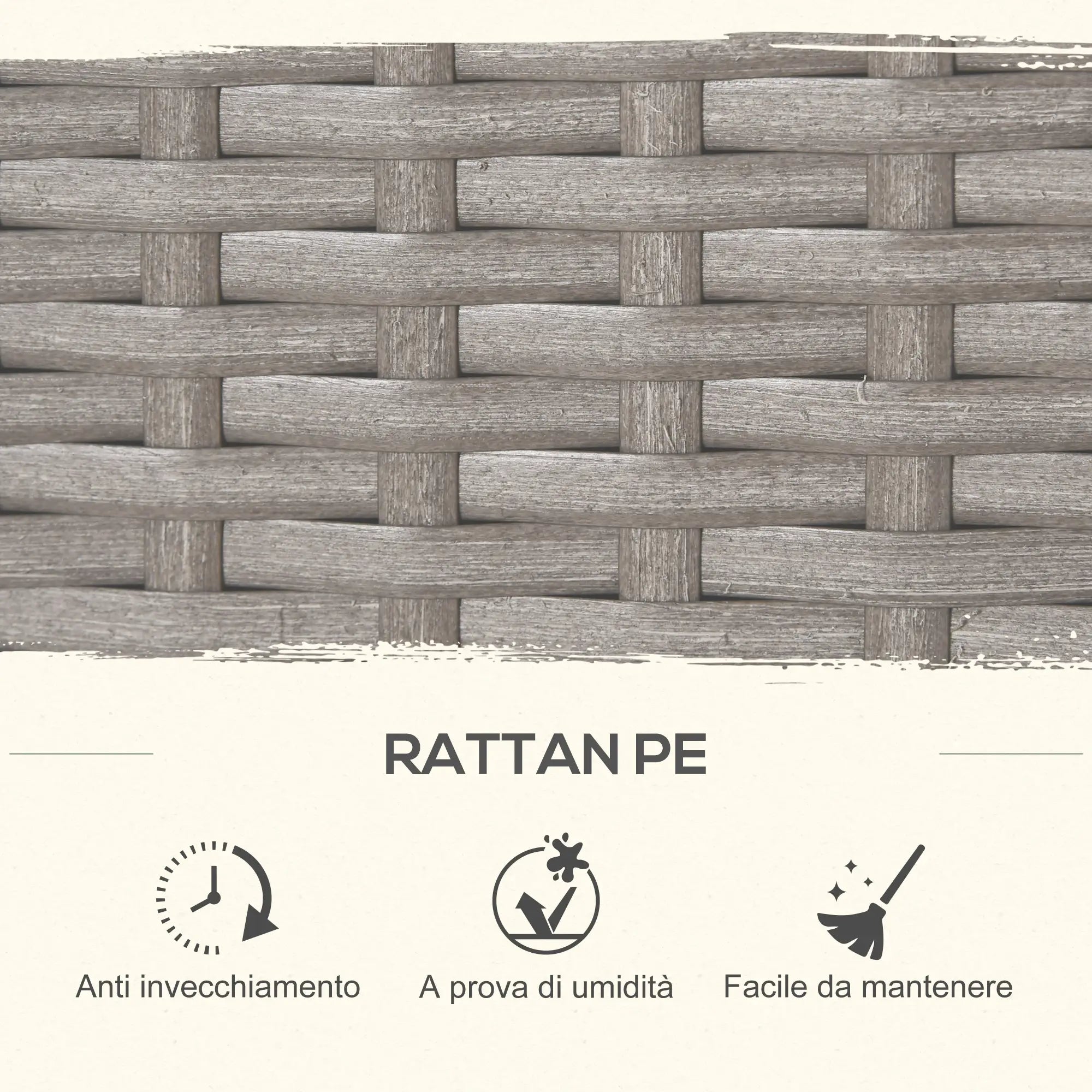 GEMINI | Outdoor Garden Furniture Set Table with 4 Chairs 4 Footrests 9pcs Rattan Grey