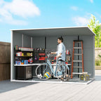 Outsunny 2-Door Tool Shed with Windows and Air Vents, Made of PP and Aluminum, 303x183x184 cm, Gray