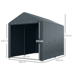 Tool Storage and Garage Tent for Bikes and Motorcycles with Anti-UV Cover, 1.6x2m, Dark Grey