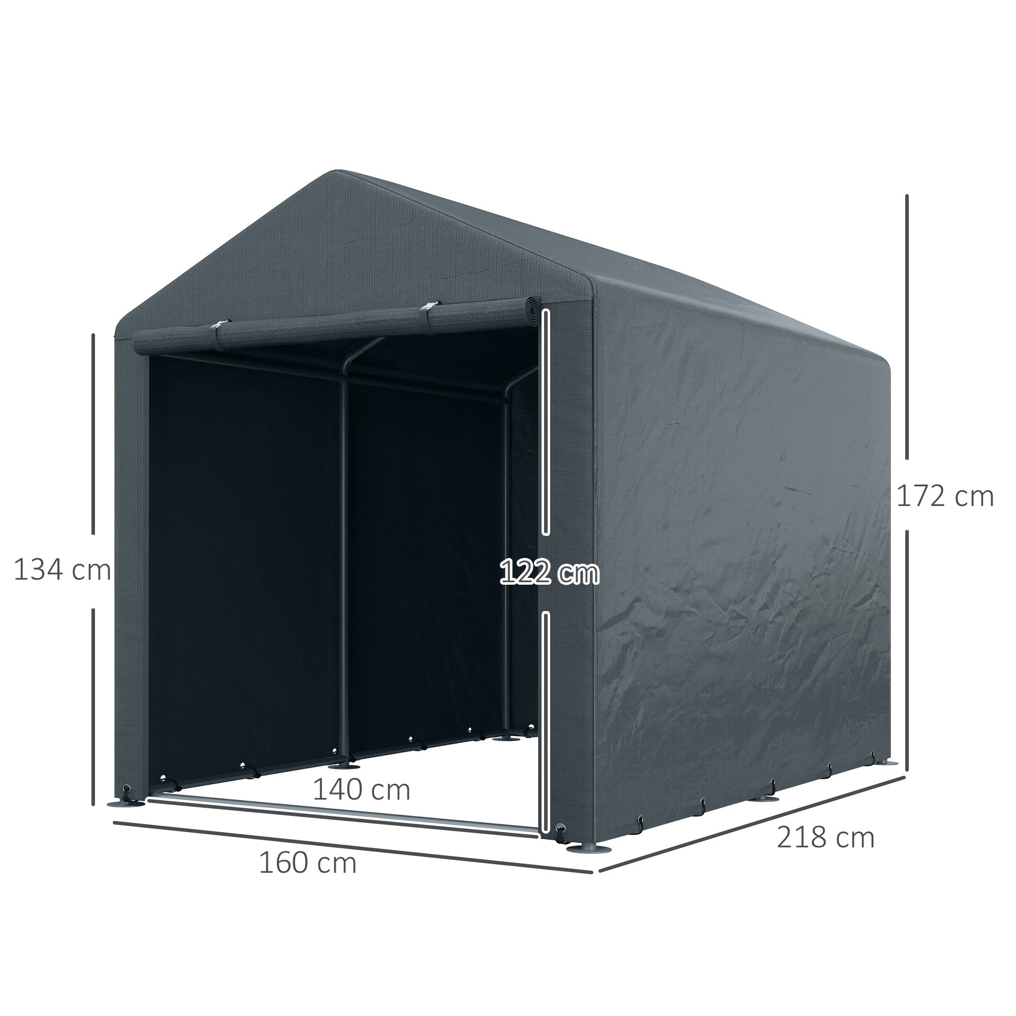 Tool Storage and Garage Tent for Bikes and Motorcycles with Anti-UV Cover, 1.6x2m, Dark Grey