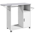 Mobile Ironing Board with Shelf, 3 Cube Shelves and Guide, 107x42.5x99cm, White - Borgè