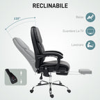 Heated Massage Office Chair with Reclining Backrest and Footrest in PU Leather, Black