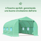 4.5x3x2m Tunnel Greenhouse for Vegetable Garden with Sloping Roof in PE and Steel Pipes Dark Green - Borge' Group Limited