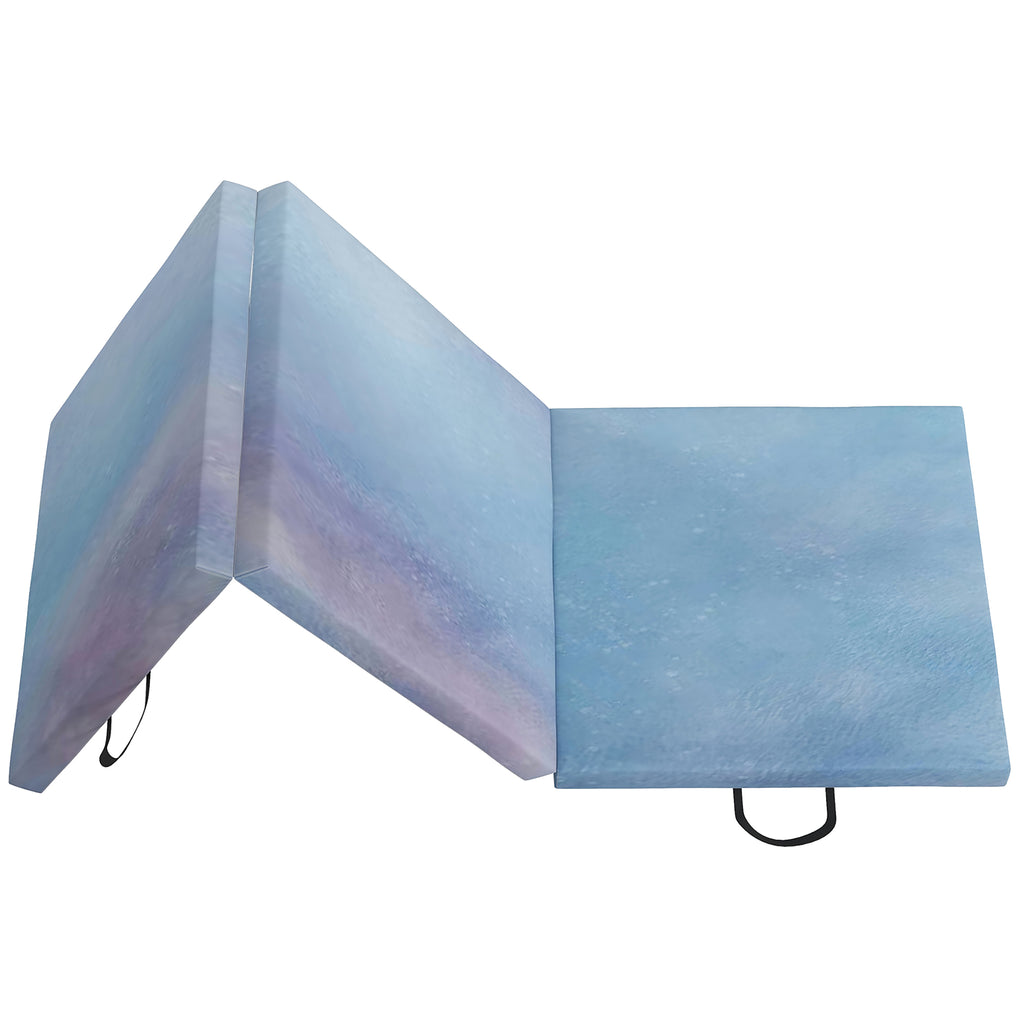 180cm Foldable Gymnastics Mat, 5cm Thick Crash Mat with Handles for Home Workout, Blue