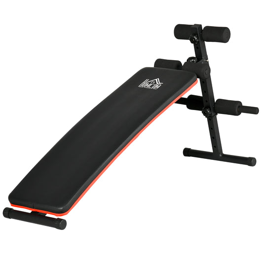 Foldable and Adjustable Abdominal Bench with Padded Backrest, 47x139x51-69cm, Black and Red