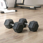 HOMCOM 2-Piece 15kg Hexagonal Fitness Dumbbell Set with Non-Slip Grip, Steel and Rubber, Ø15.5 x 33.6 cm, Black
