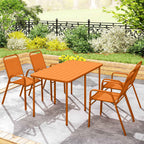 Outsunny Set of 4 Stackable Garden Chairs with High Backrest and Armrests, in PP and Steel, 56x66x91 cm, Orange