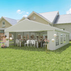 10x6m Garden Gazebo with Removable Walls and Windows, Steel and Polyester - Borge' Group Limited