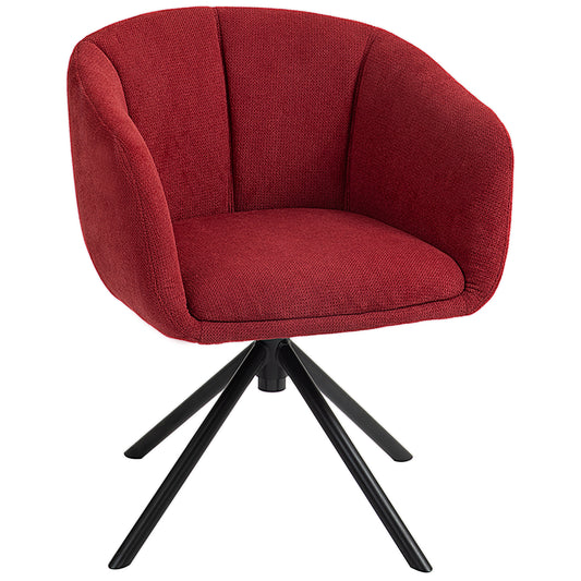 Modern Swivel Armchair with Padded Seat in Bouclé Fabric for Living Room and Office, Wine Red