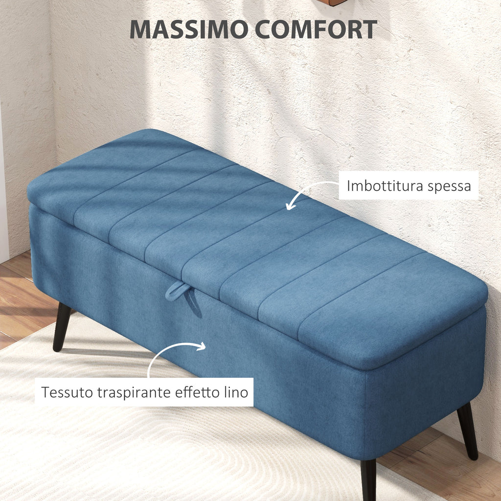Storage Bench Pouf Footstool Padded, 102x40x44 cm, Dark Blue