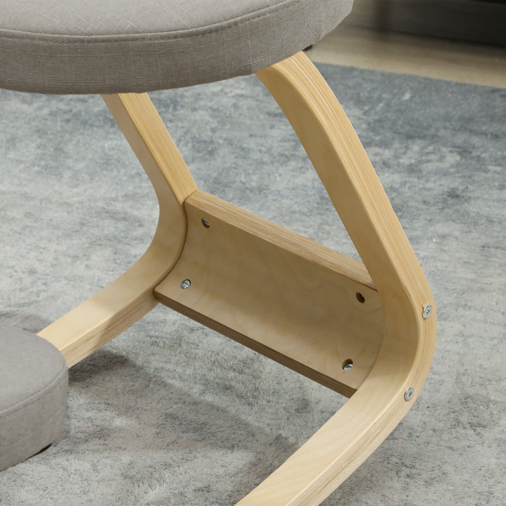 Rocking Kneeling Chair, Fabric and Birch Wood, 50x73x55 cm, Grey