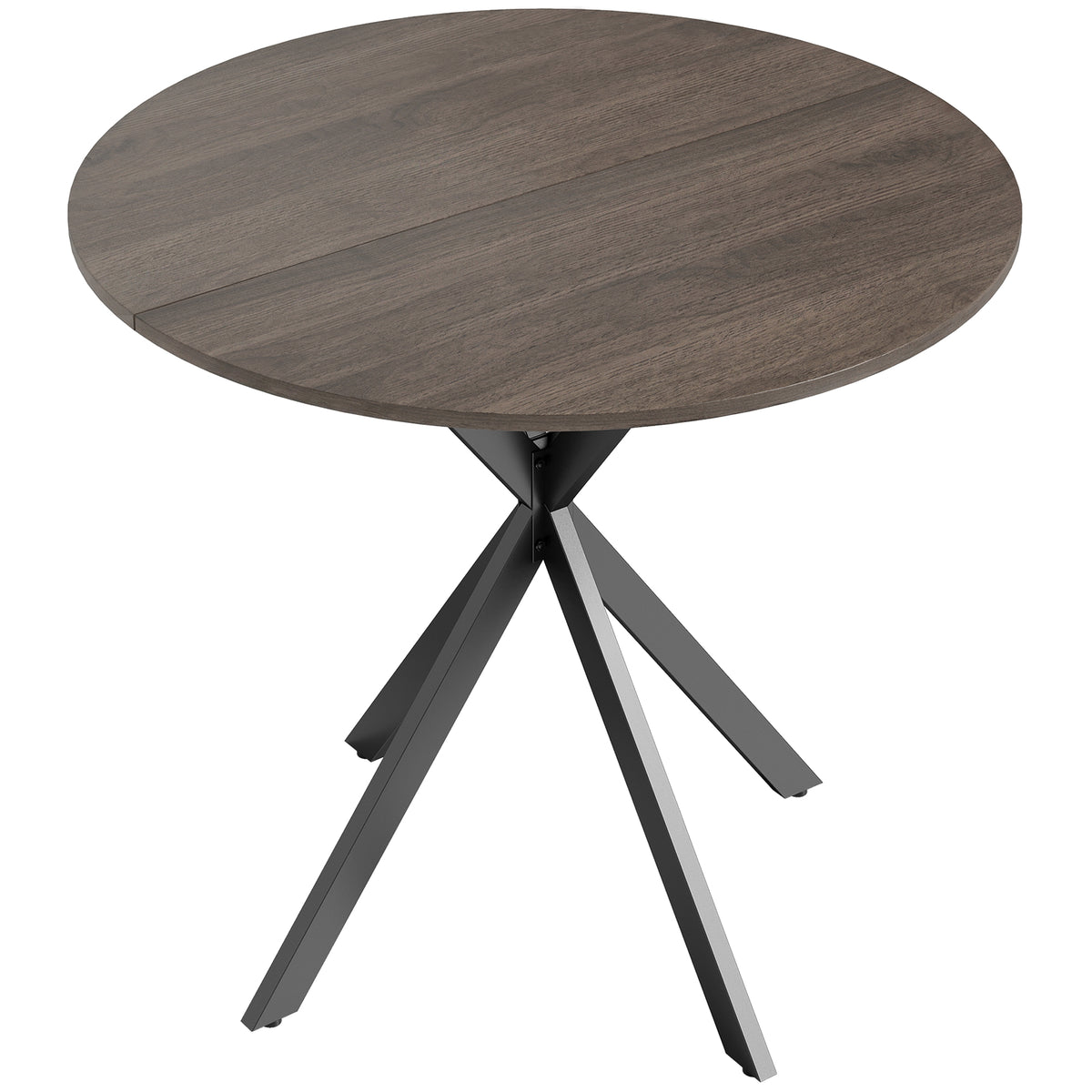 HOMCOM Industrial Style Round Dining Table with Steel Cross Legs, Ø80x75 cm, Brown