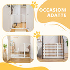 Dog Gate for Small and Medium Dogs with Double Lock and Automatic Closure, 76-103x4.2x77 cm, White
