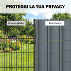 Outsunny 4-Piece Garden Privacy Screen Set, Waterproof, UV Resistant, with Clips, Made of PP, 3500 x 19 cm, Grey