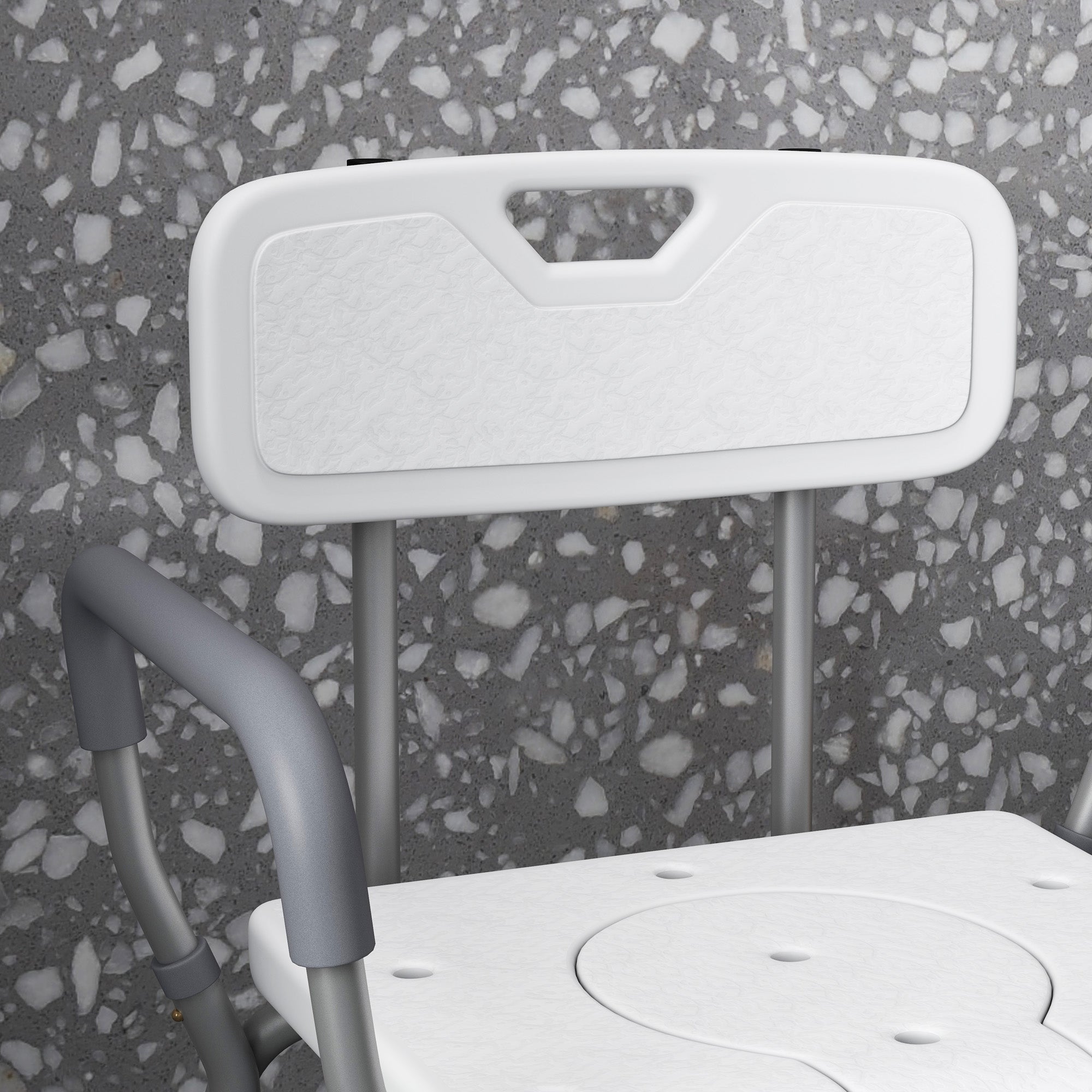 3-in-1 Shower Chair with Backrest and Armrests, Adjustable Height and Non-Slip Feet, White