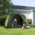 Waterproof 3-Person Camping Tent with Pocket, Lantern Hook and Bag, 2x2x1.35m, Green