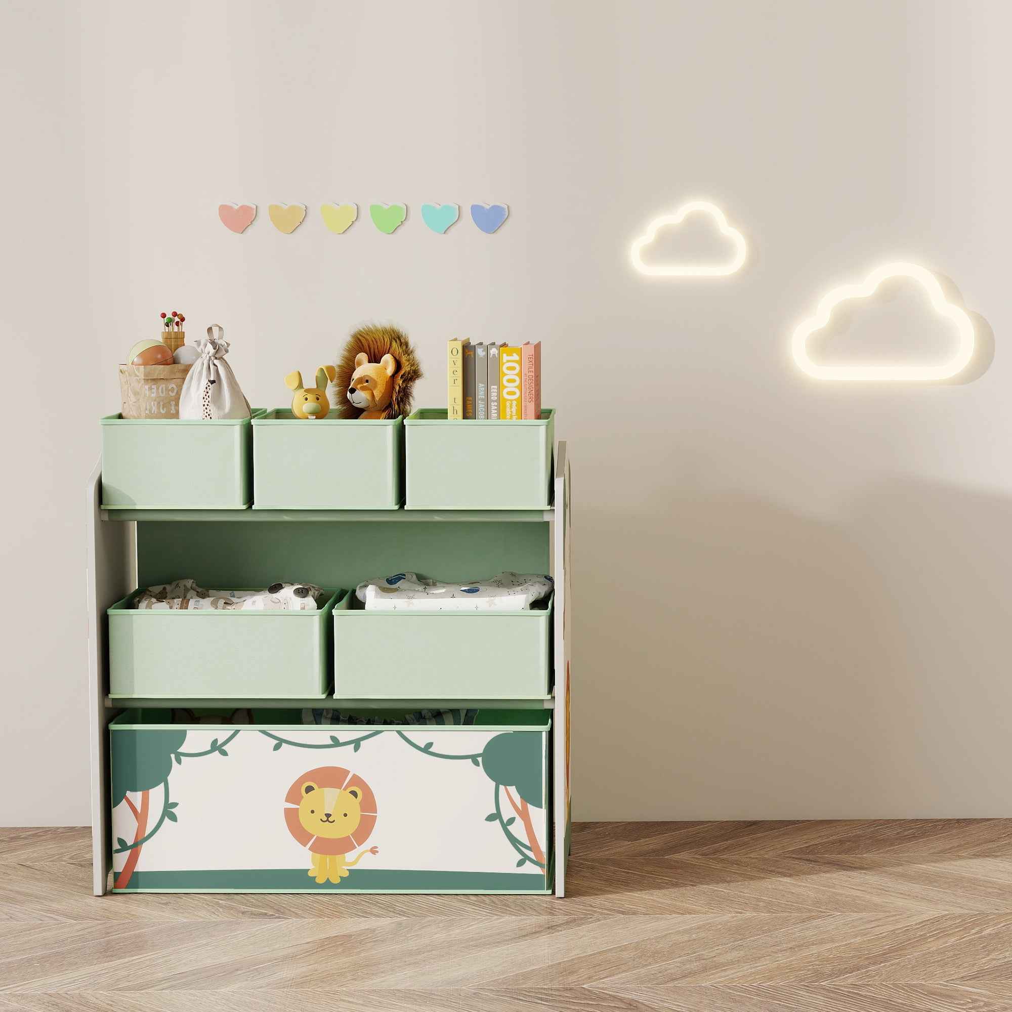 Children's Toy Storage Shelf, 3-Tier, Green
