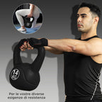 Kettlebell 4kg in Plastic and Sand with Flat Base and Handle, 18x12x20 cm, Black