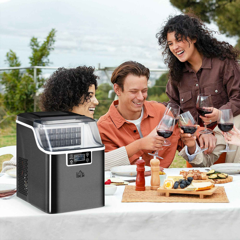 Ice Maker, 20kg in 24 Hours, 24 Cubes in 14-18 Minutes, Self-Cleaning System, Black