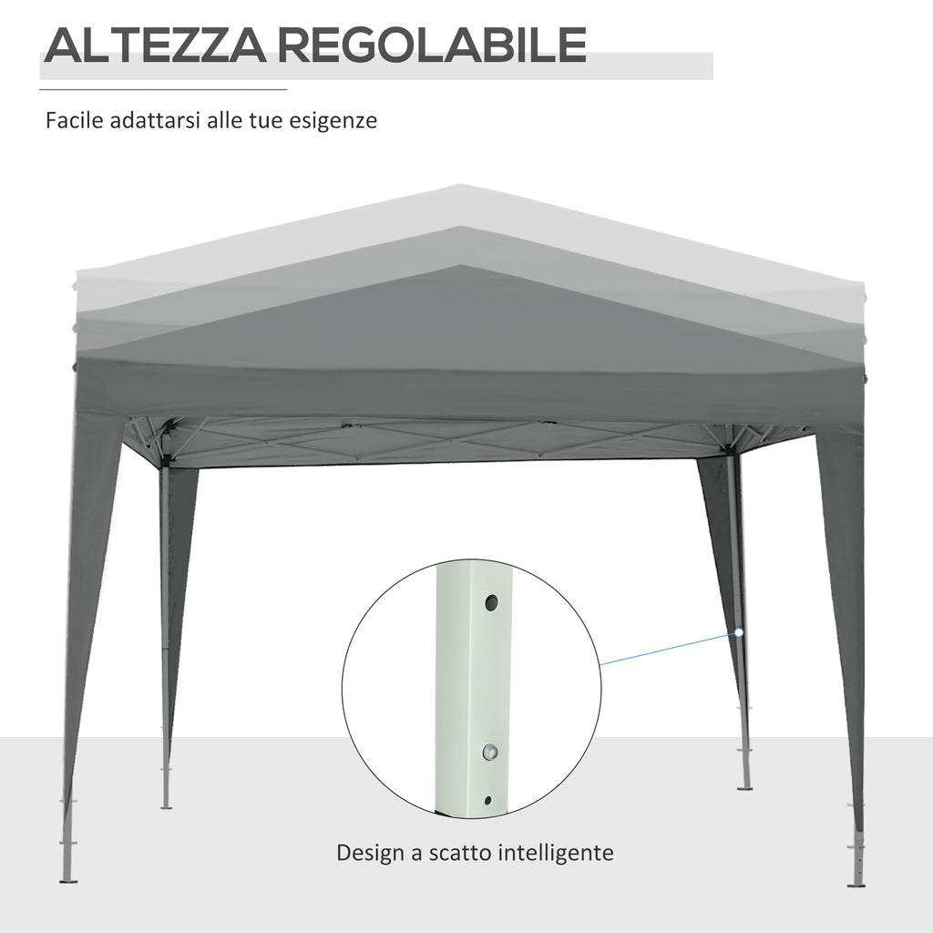 3x3m Folding Outdoor Gazebo with 4 Side Panels, Steel and Oxford Fabric Grey