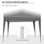 3x3m Folding Outdoor Gazebo with 4 Side Panels, Steel and Oxford Fabric Grey
