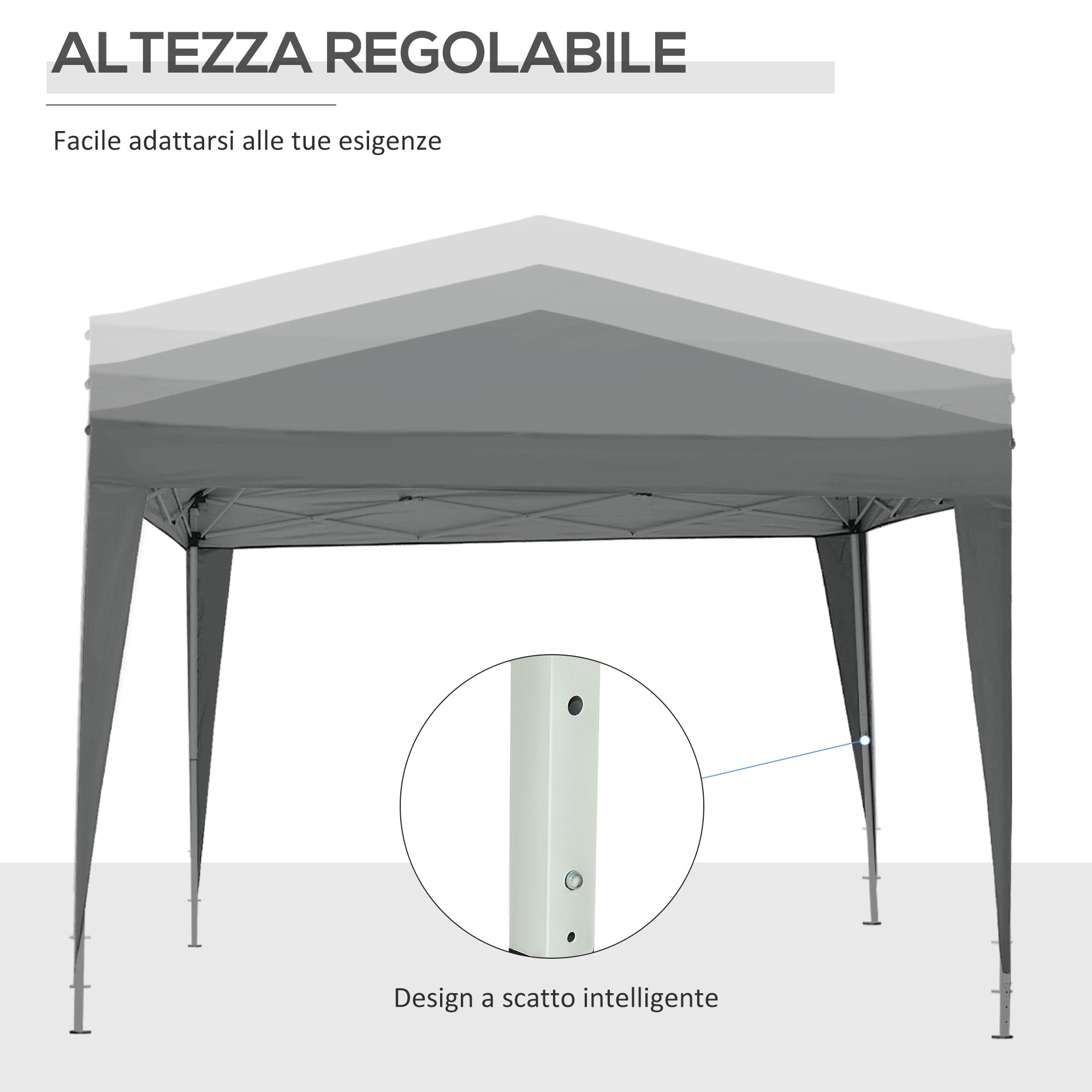 3x3m Folding Outdoor Gazebo with 4 Side Panels, Steel and Oxford Fabric Grey