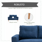 Nordic Style Modern Quilted 2 Seater Sofa, Polyester and Wood, 145x76x88 cm, Blue