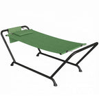 Outsunny Garden Hammock with Stand, Side Pocket and Headrest, Metal and Polyester, 237x90x92 cm, Dark Green