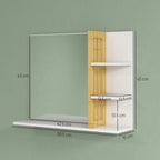 Modern 4-Tier Wall-Mounted Wooden Bathroom Mirror, 45x15x58.5cm, White